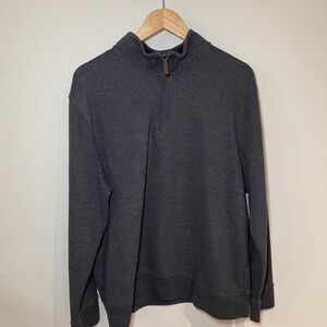 Land's End Quarter Zip Sweater Men's XL Charcoal Grey Preppy Classic